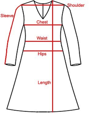Size Chart for Afghan Dresses