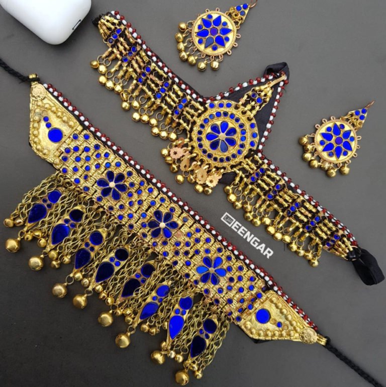 Golden Blue Afghan Jewelry Set