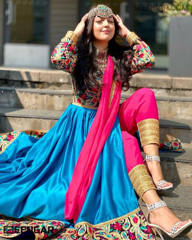 Blue Modern Afghan Dress