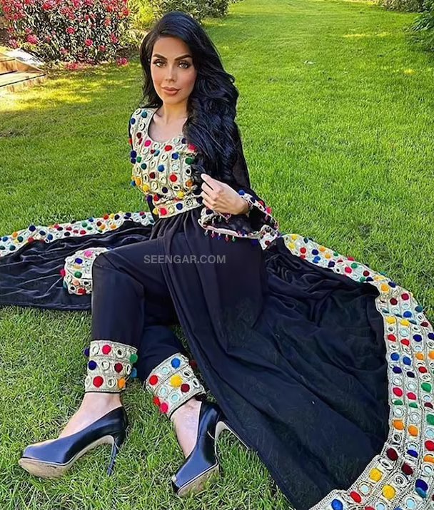 Black Modern Afghan Dress