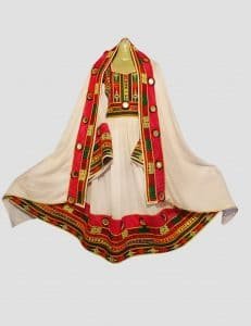 Red & White Afghani Frock Dress