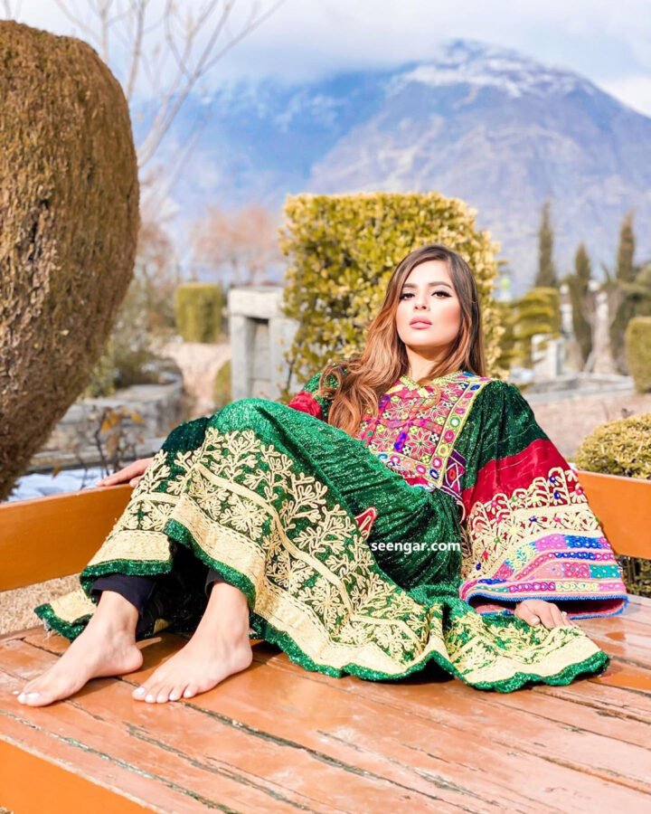 Green Vintage Afghan Clothes Design