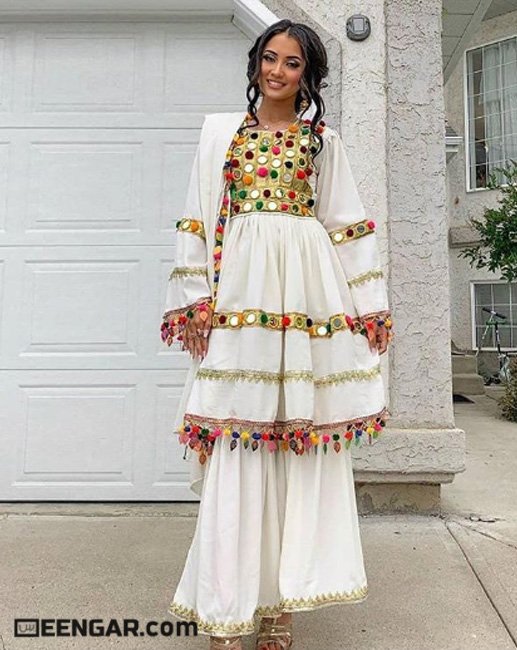 Spring White Afghan Dress
