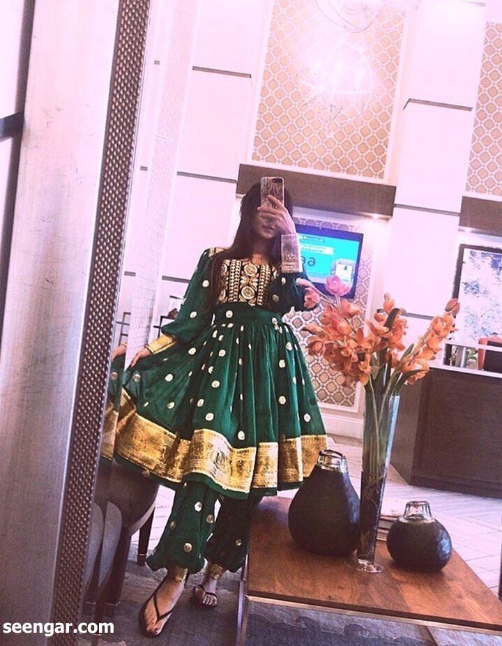 Pine Greet Afghan Dress
